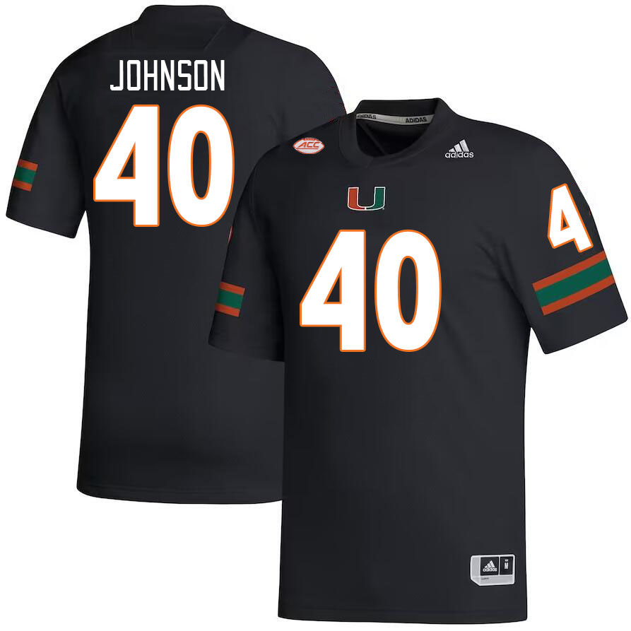 #40 Caleb Johnson Miami Hurricanes Jerseys Football Stitched-Black
